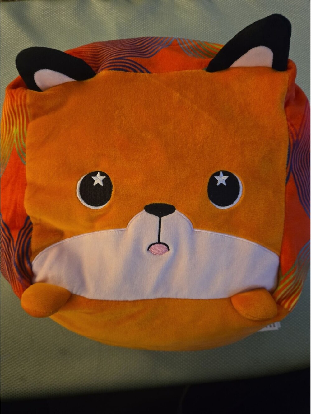 Moosh-Moosh Sparkle Eye Fox Plush Pillow - Orange Psychedelic Swirl - Picture 4 of 6